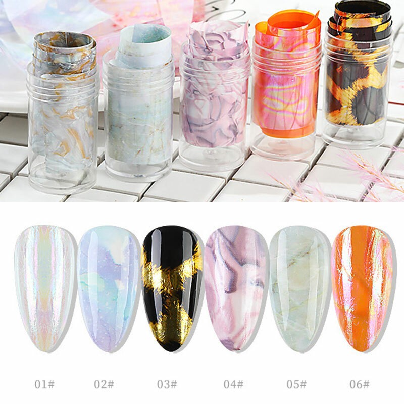 Candy Marble Nail Foils Glitter Foil Nail Art Transfer Stickers Decals Tips DIY✔