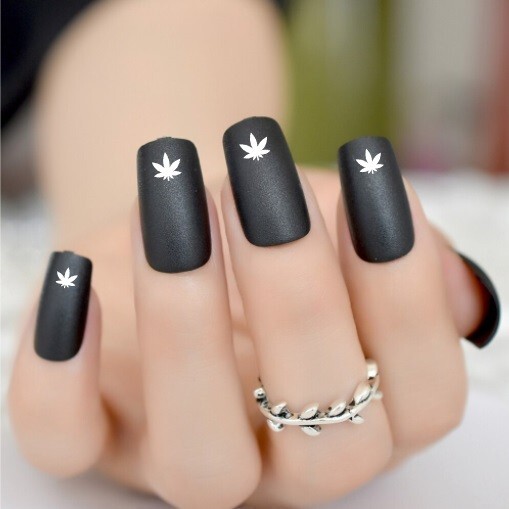 32 pcs Nail Art POT WEED LEAF 420 Marijuana Nail Vinyl Decals – Custom Color