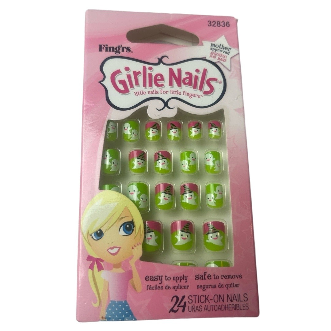 Fingrs Girlie Nails Stick-On Kids Halloween Theme Easy Apply Spooky Cute Set(3)