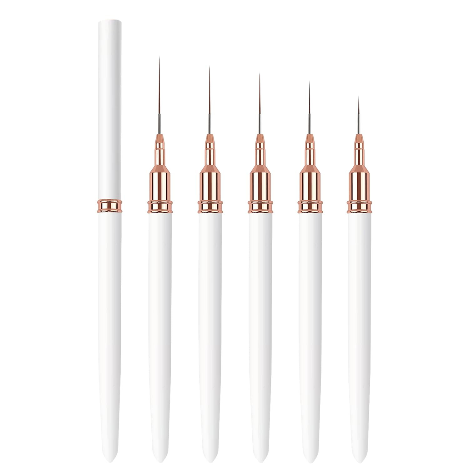 5PCS Liner Brushes for Nails, Nail Art Liner Brushes Set, 6/9/12/15/18Mm Thin De