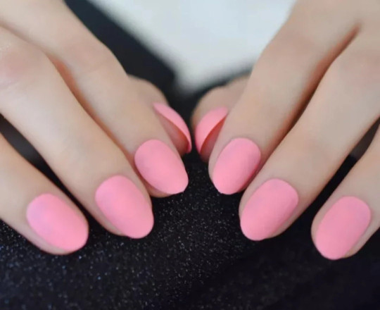 24 Short matte Pink Press on nails glue on almond oval round rounded edge femme