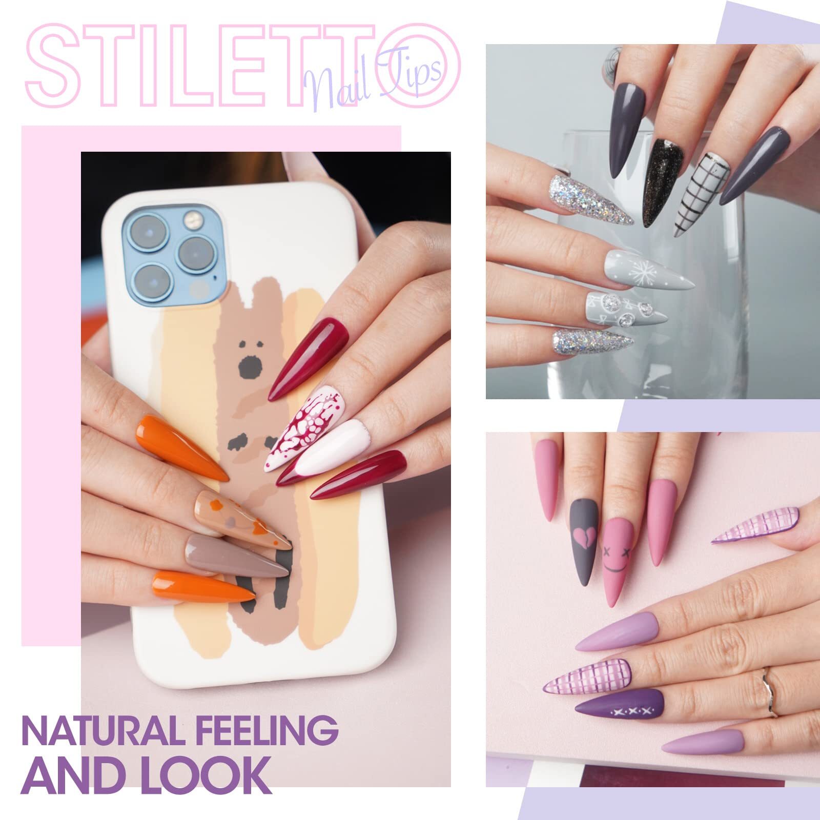 Nail Tips & Glue Gel Kit, Acrylic Nails UV Lamp, Glue, Nail Art Tools Gift Set