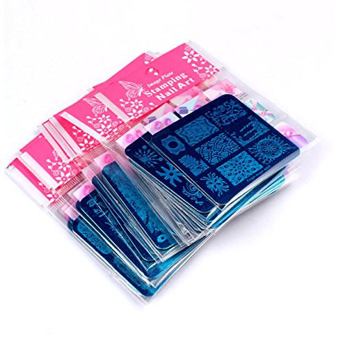 20 Pcs Mix Design Nail Stamping Template+1 Stamper + 1 Scraper Nail Art Image