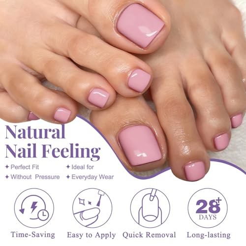 Toe Nail Press ons – 120pcs Press on Toenails for Women, Toe Soft Mauve Pink