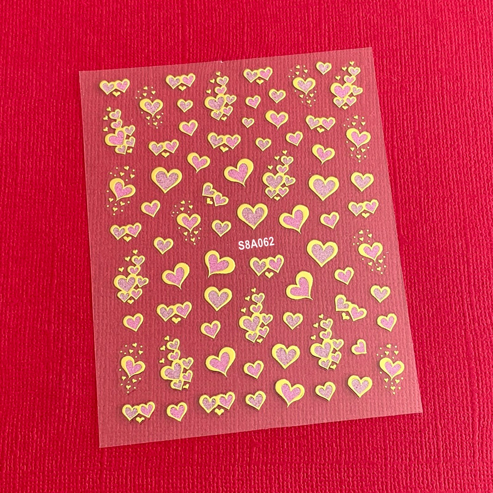 Pink Gold Lovely Hearts Valentine’s Day Nail Sticker Feast of Saint Valentine