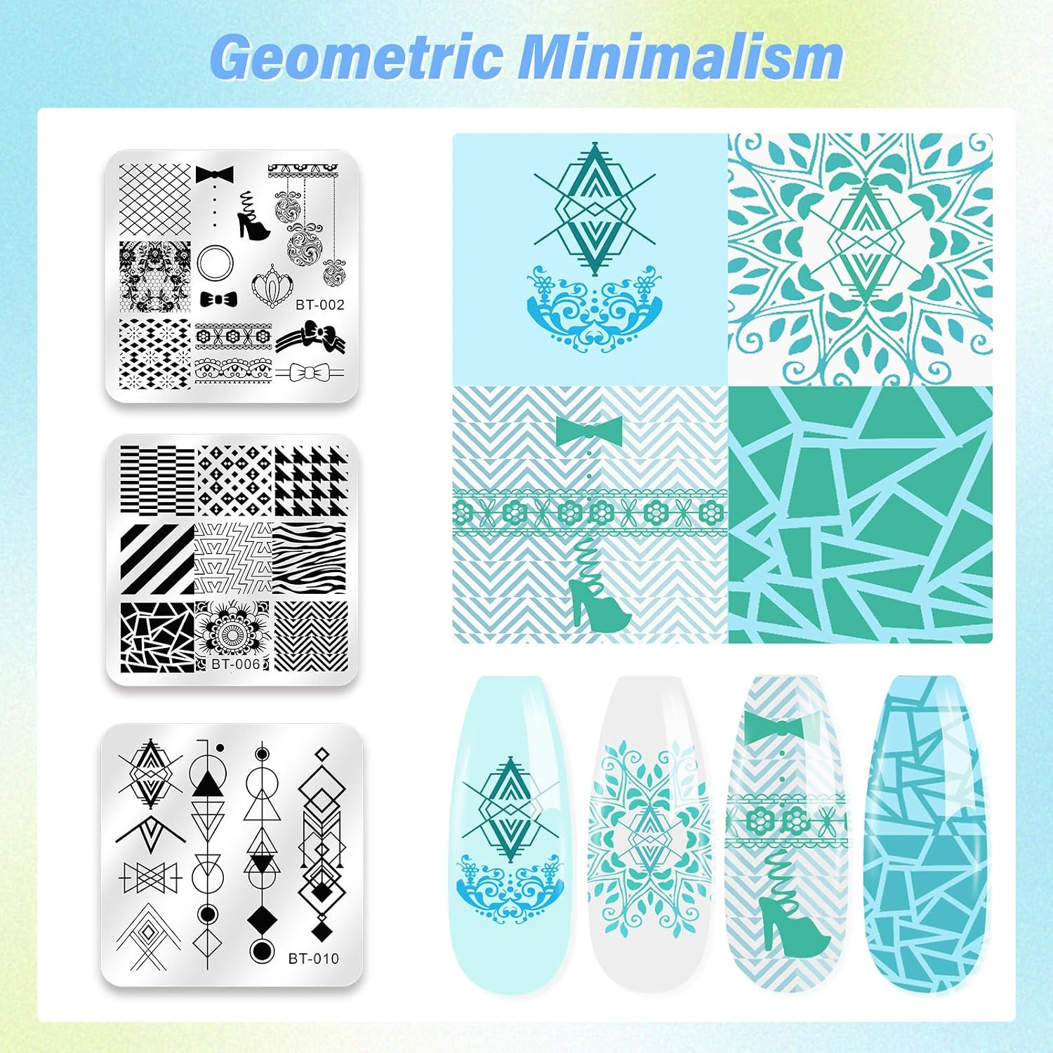 23Pcs Nail Stamping Plates Set 12 Templates 8 Polish Gel | Nail Stamping Kit Sta