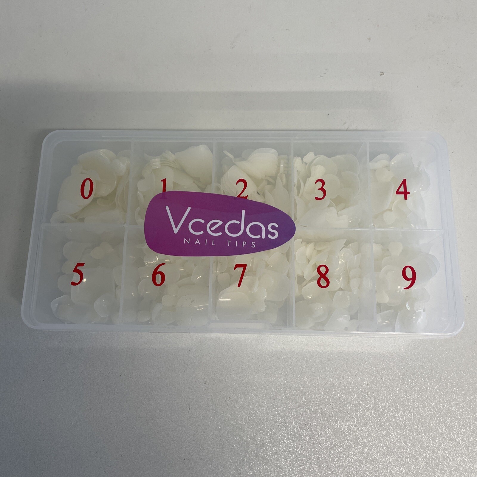 VCEDAS Nail Tips 10 Sizes with carrying case (Unknown count-mixed Up)