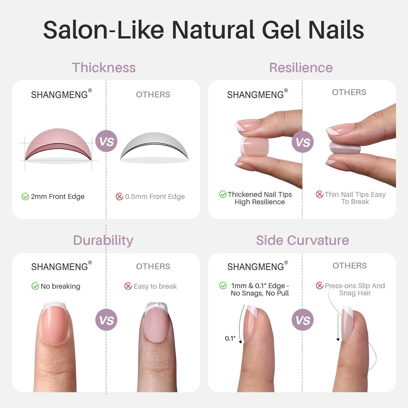 Hot Pink Extra Short Press on Nails – Glossy Squoval Gel Nails, 32 Reusable Kit,