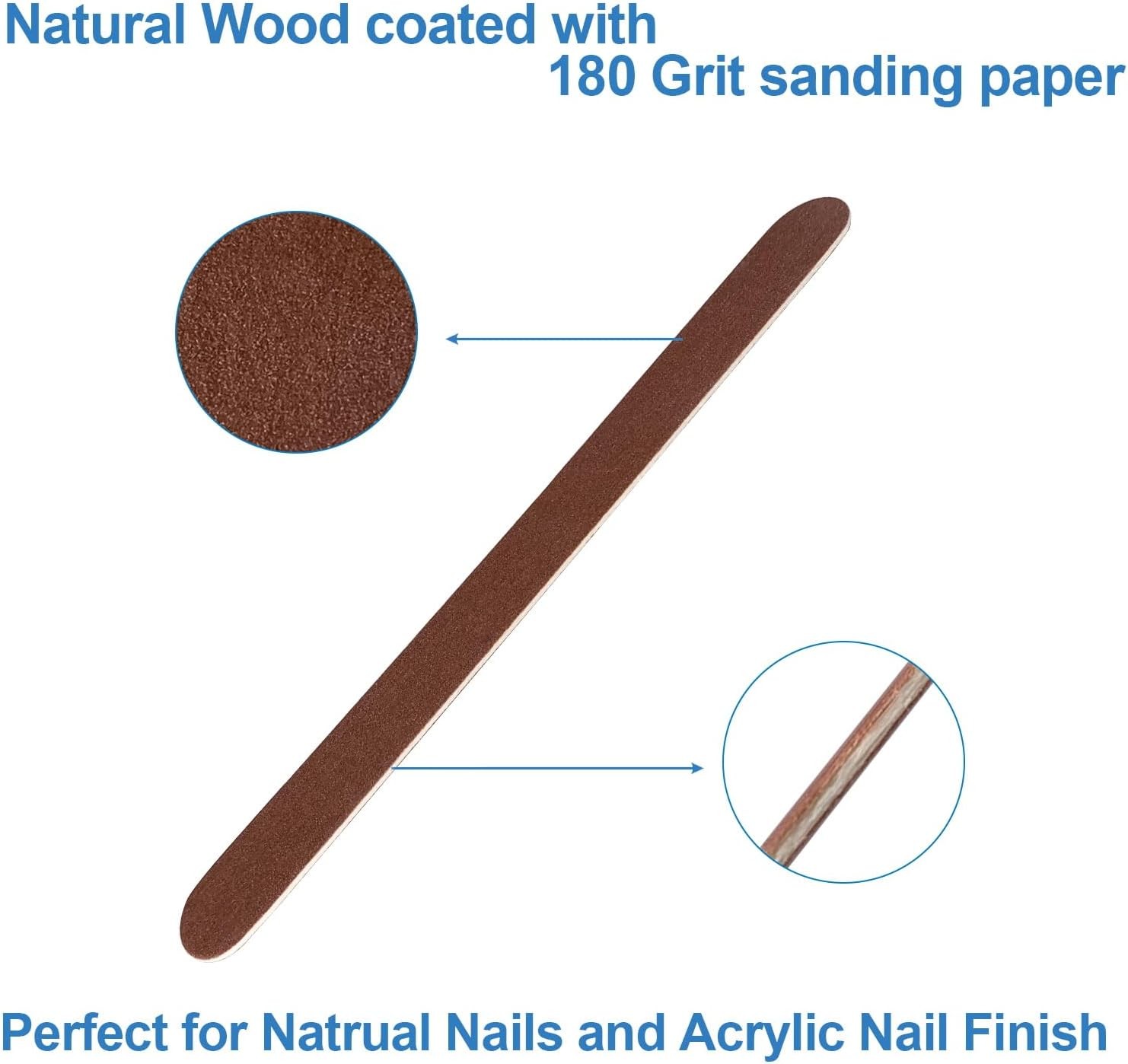 Wooden Nail Files, 7 Inches Emery Board Nail File for Nails,
