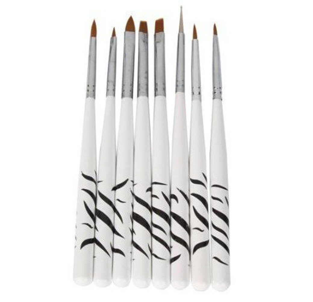 1Set/8Pcs UV Gel Nail Art Brush Polish Painting Pen Brush For Manicure
