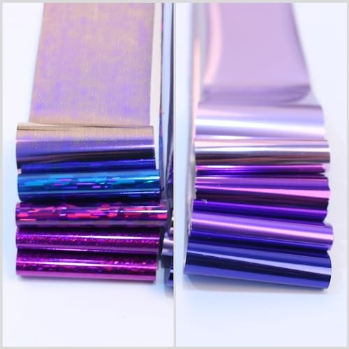 10 Rolls Nail Foil Transfer Sticker Kit Nail Foil Sheets Solid Color Purple