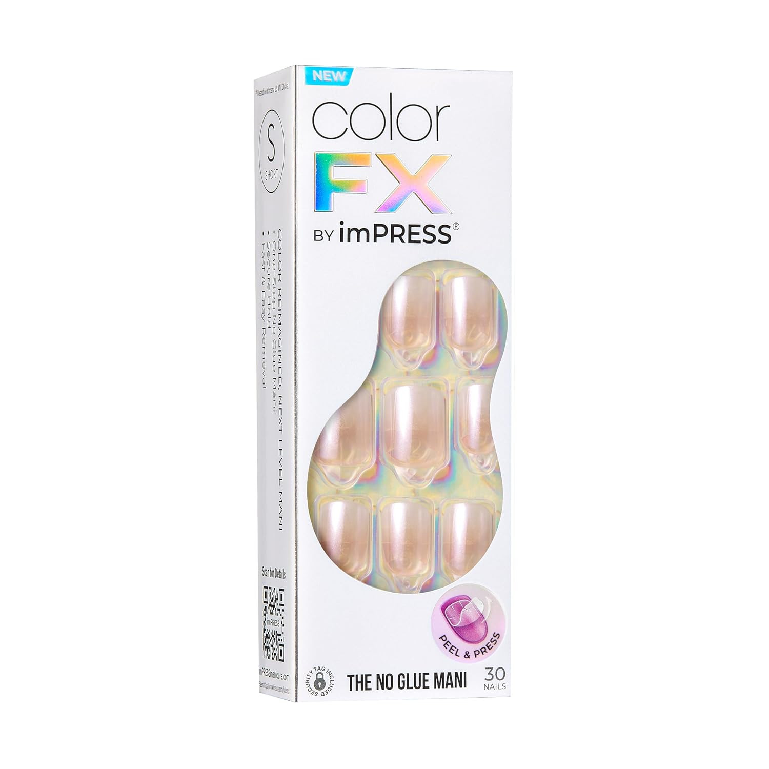 Kiss Colorfx by Press on Nails, ‘Connection’, Solid White, Short Squoval, IMPRO
