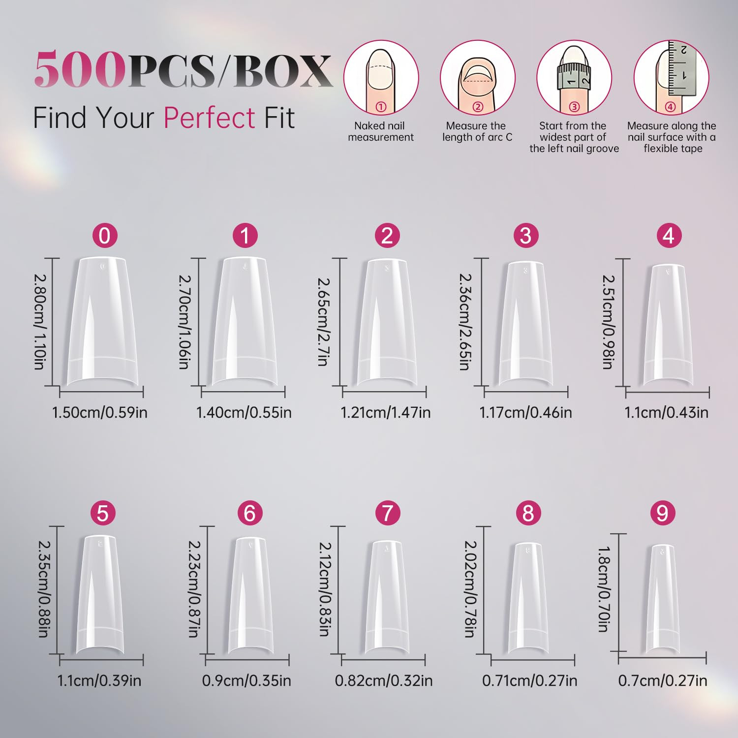 Krofaue 500PCS Clear False Nails Tips – Half Cover Lady French Style Acrylic Art