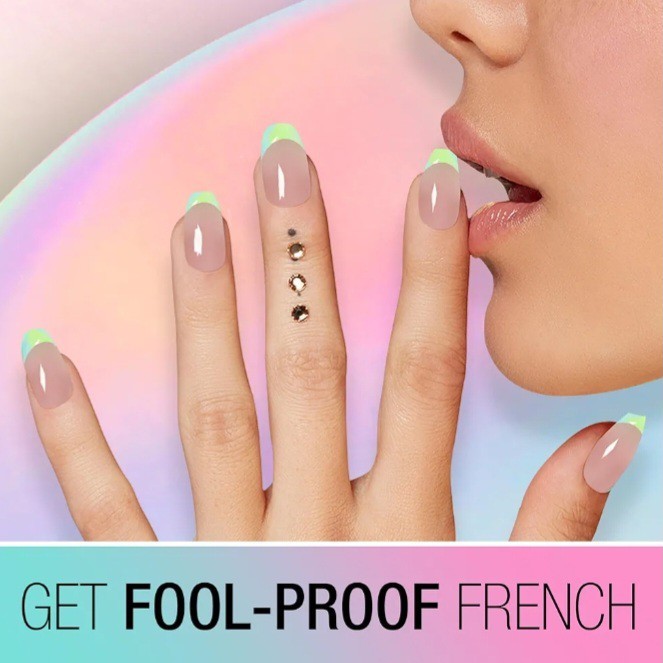 2pcs Salon Perfect French Tip Nail Stamper Diy Nail Art Stamping Tool