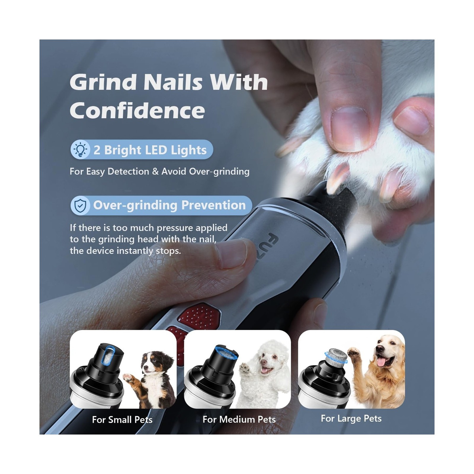 Dog Nail Grinder, Nail Clippers with LED Light, USB Rechargeabl… FAST USA SHIP