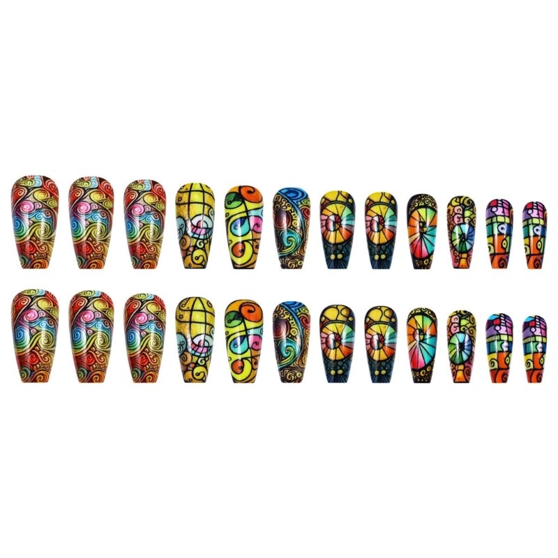 24pcs Natural Look False Nail Full Cover on Nail Decors for Everyday Use