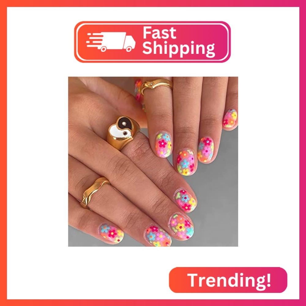 Short Press on Nails Square MABKJLF Fake Nails Full Cover False Nails with Color