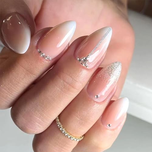 Short Almond Nails – Light Pink&White Gradient Light Pink & White Gradient