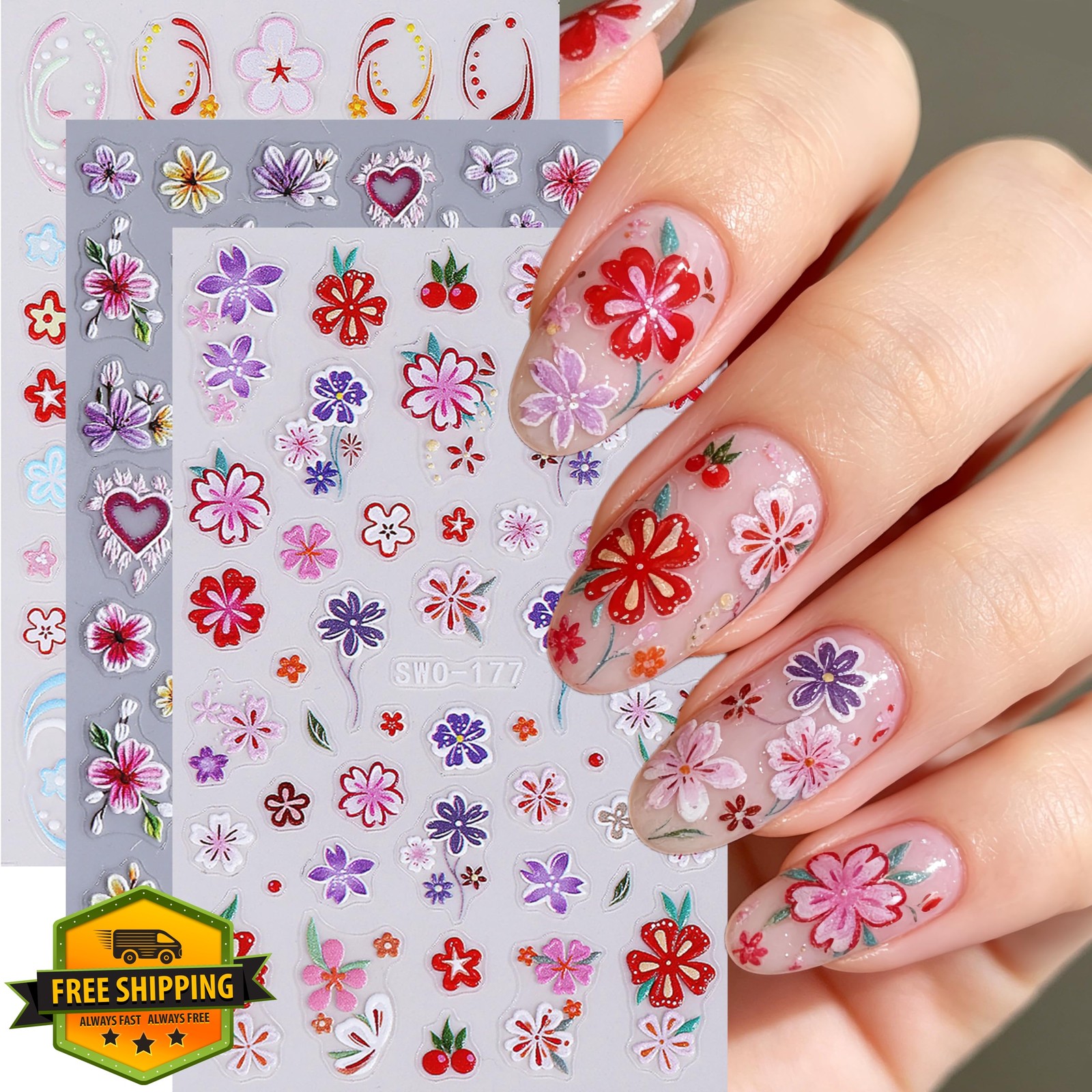 Aoustratum Spring Flower Nail Stickers Style04