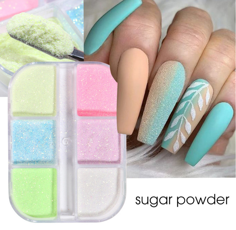 6 Grids/box Fluorescence Nail Art Powder Dust Glitter Nails Manicure Decoration