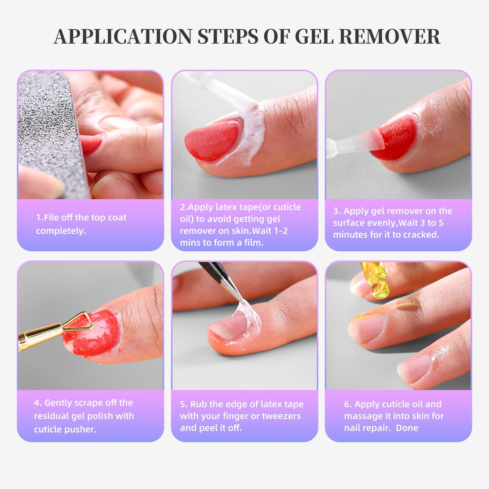 Gel Polish Remover 0.43 Fl Oz (Pack of 2), 1PC & Cuticle Oil