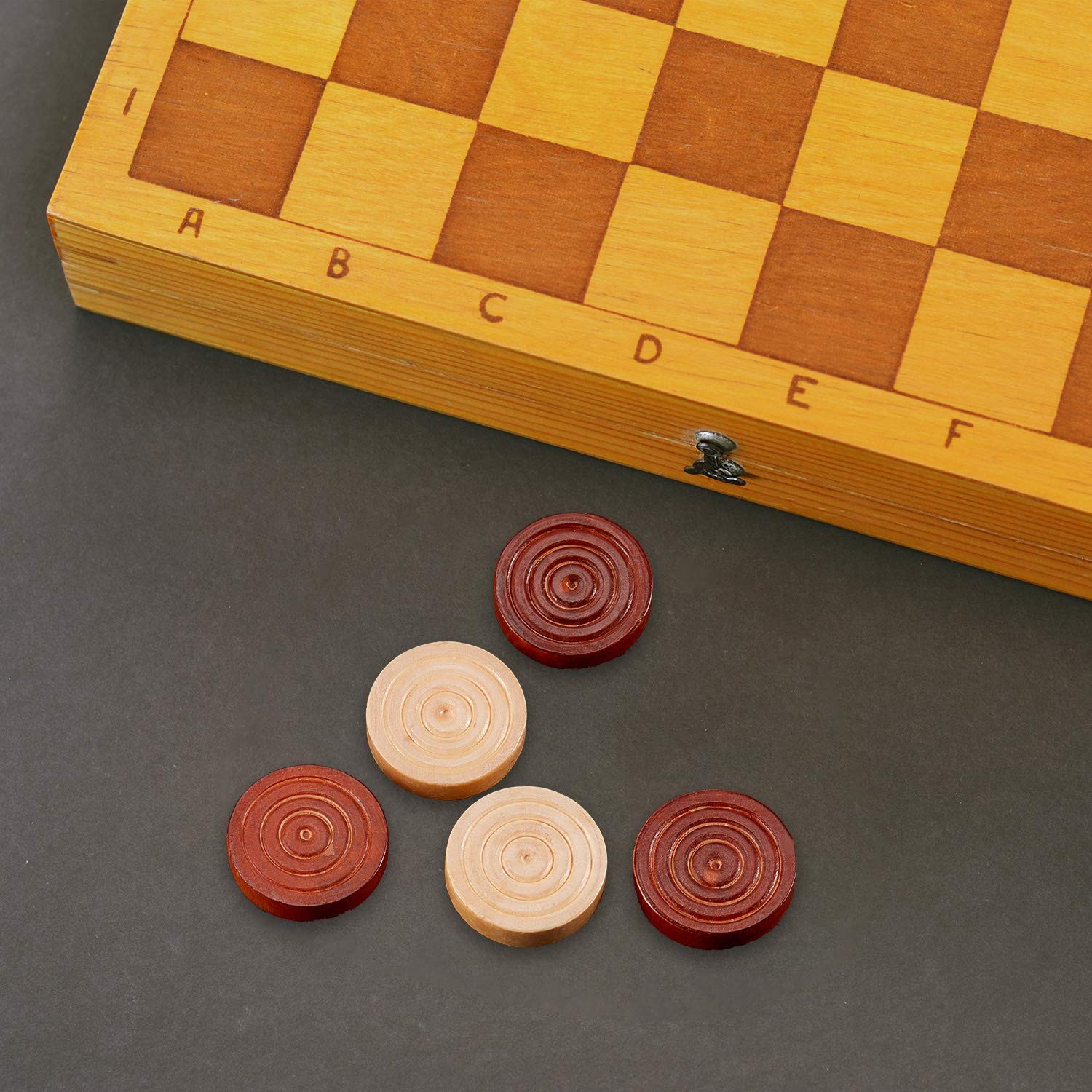 Skylety 72 Pieces Wood Checkers 1.06 Inch inches in diameter, Brown