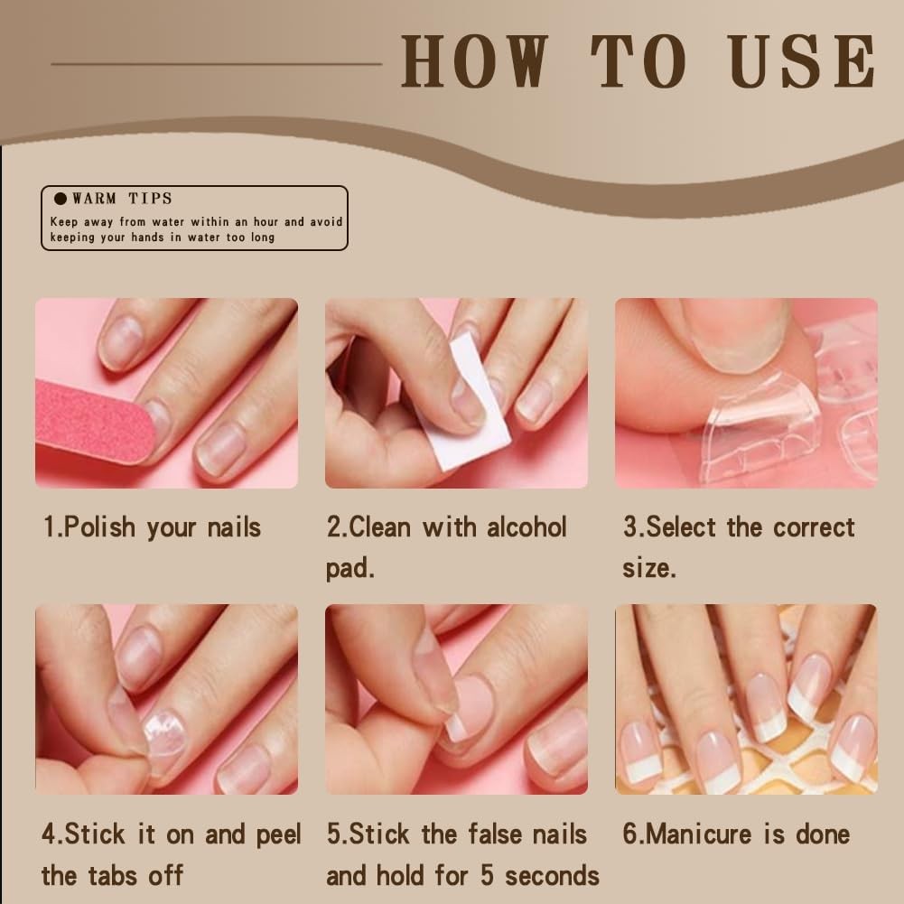 Ivtor 10 Sheets Nail Adhesive Tabs,Waterproof 1 Ounce (Pack of 10), Pink