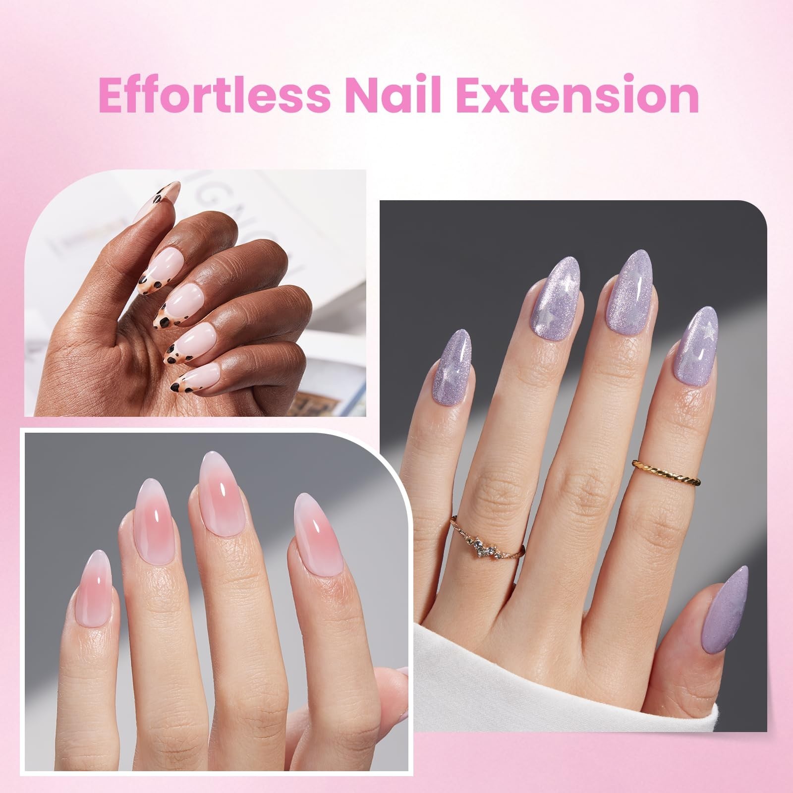 Acrylic Nail Tips Kit – 192pcs Almond Medium, UV Glue, Base & Top Coat, Mini Lam