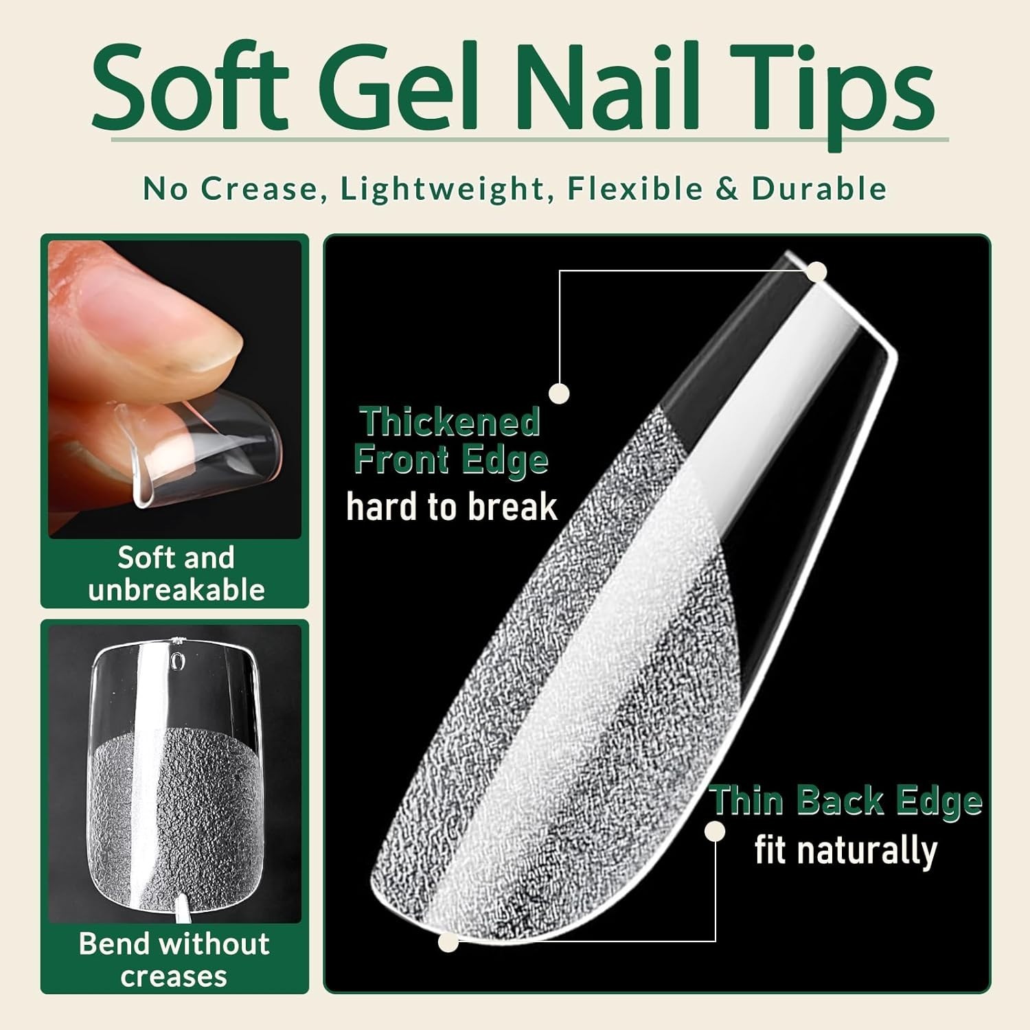360Pcs Short Square Nail Tips, 15Sizes Square Nails Tips Clear Press on Nails So