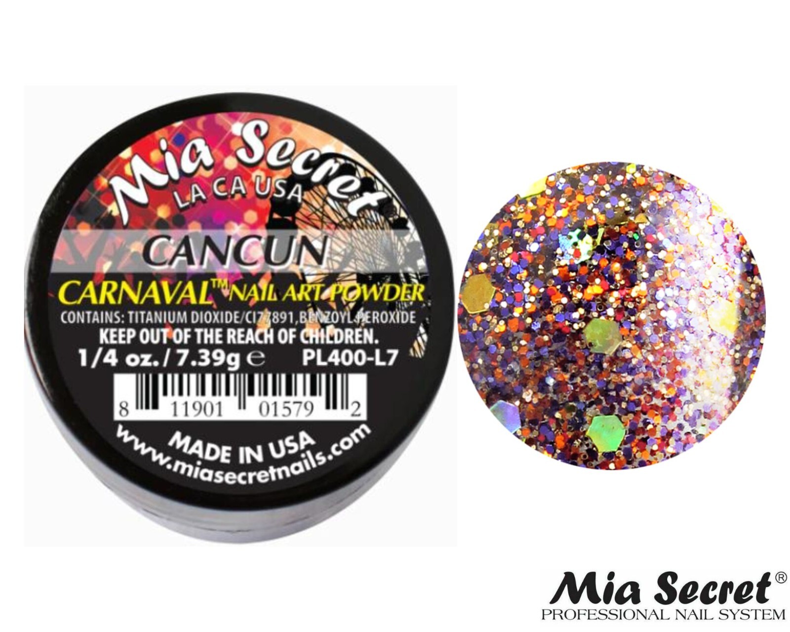 Mia Secret Nail Art Powder Carnaval Collection (CANCUN) 1/4oz