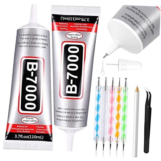 B7000 Adhesive Rhinestones Glue for Crafts, 2PCS 110ml / 3.7 2 PCS(Total 220ml)