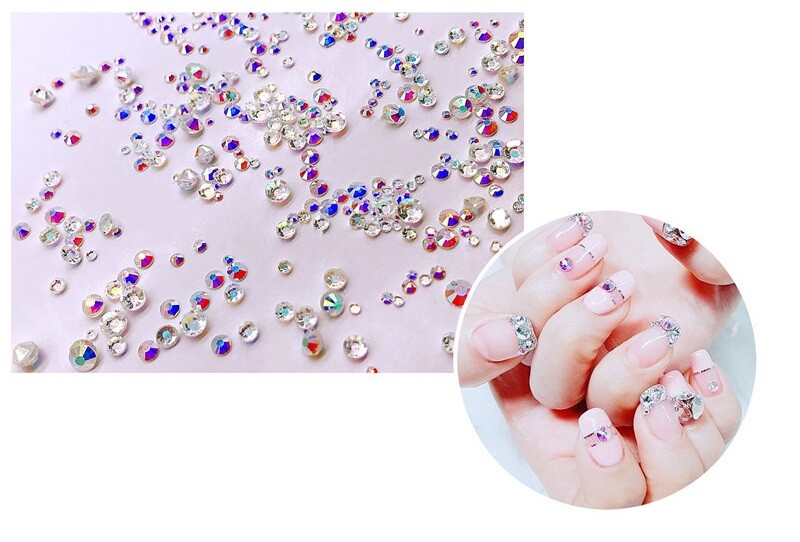 1440pcs Mixed SS4-SS20 Crystal Gold/Silver FlatBack Rhinestones Nail Art Decor