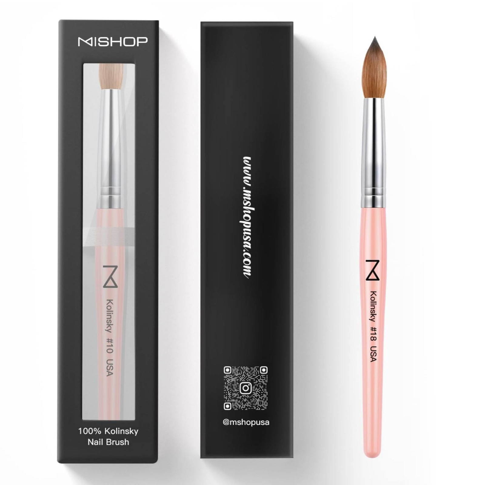 M Majesti Pink 100% Kolinsky Acrylic Nail Brush #10