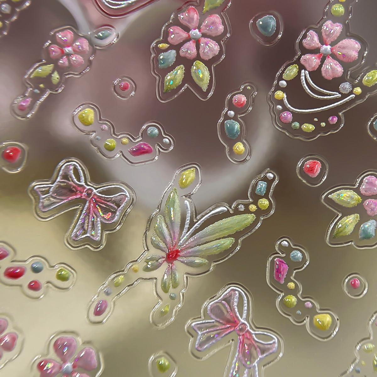 Spring Butterfly Nail Art Stickers Shiny Laser Flowers Butterflies Bow Design Na