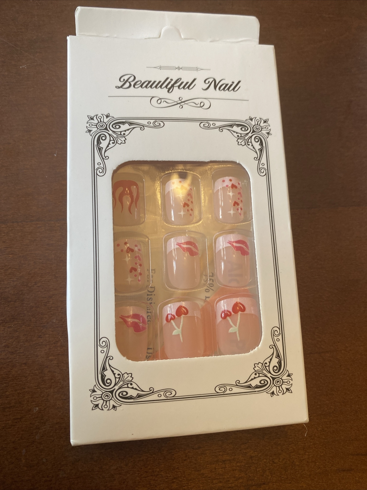 Valentine’s Day Press on Nails Short Square Fake Nails with Lips Valentines