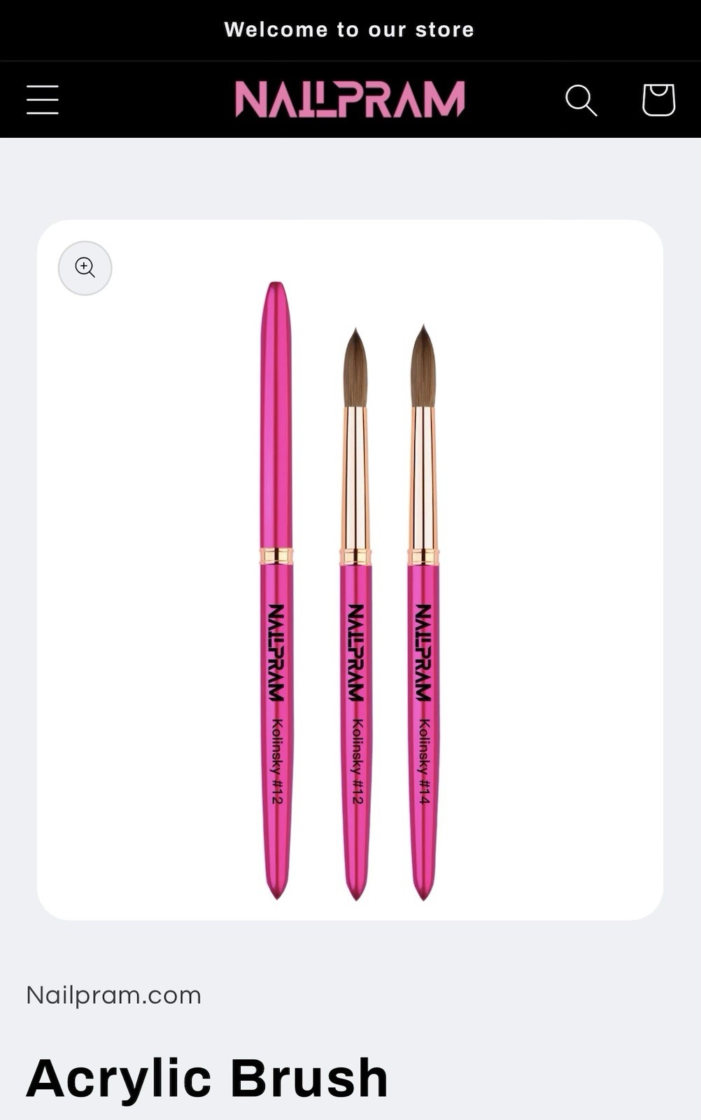 Size #16 Nailpram Acrylic Brush with Pink Handles Smooth Lay Self Leveling