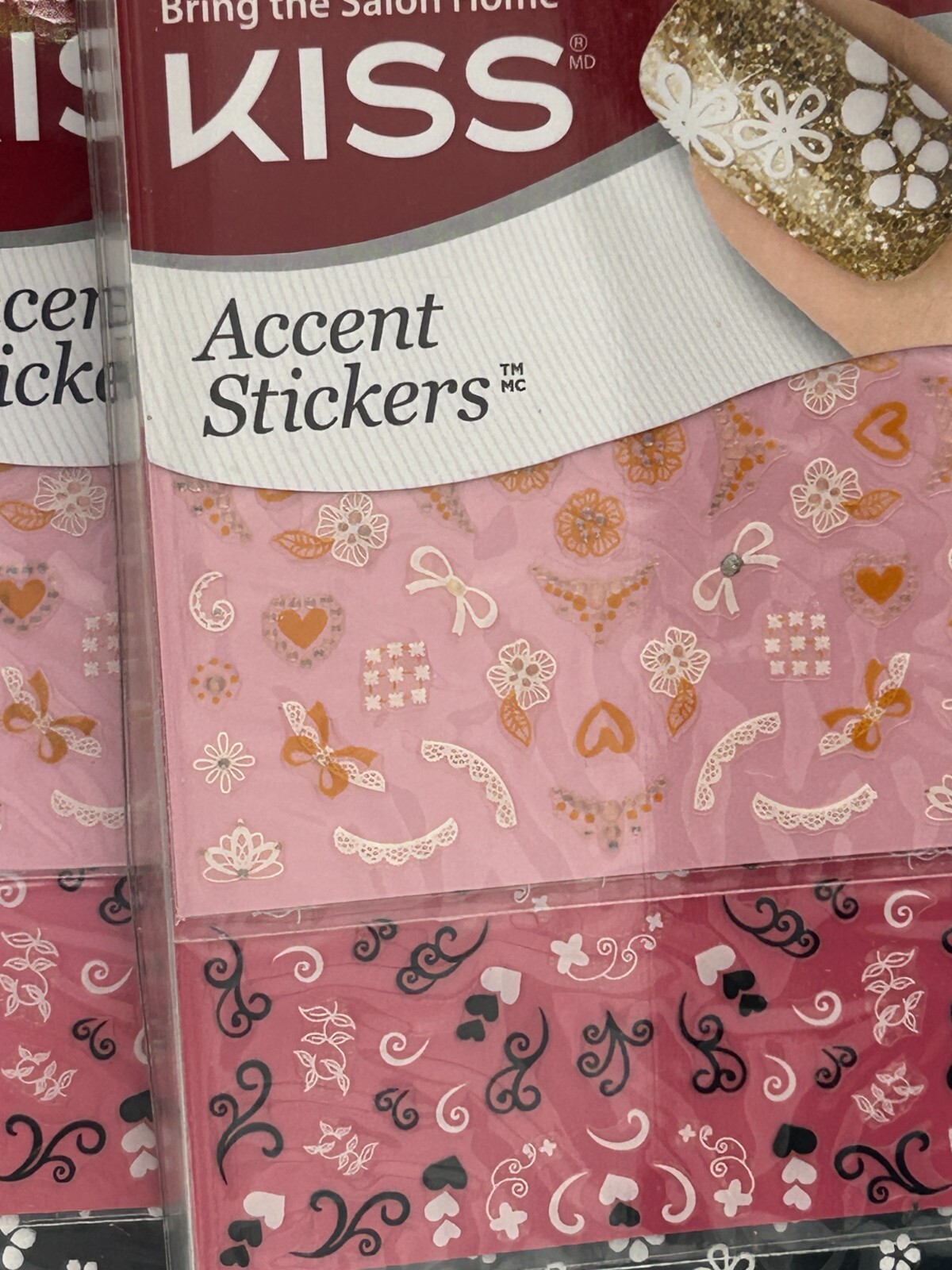 3-Pack Bundle Kiss Accent Nail Stickers Easy Peel-Off Application 55772