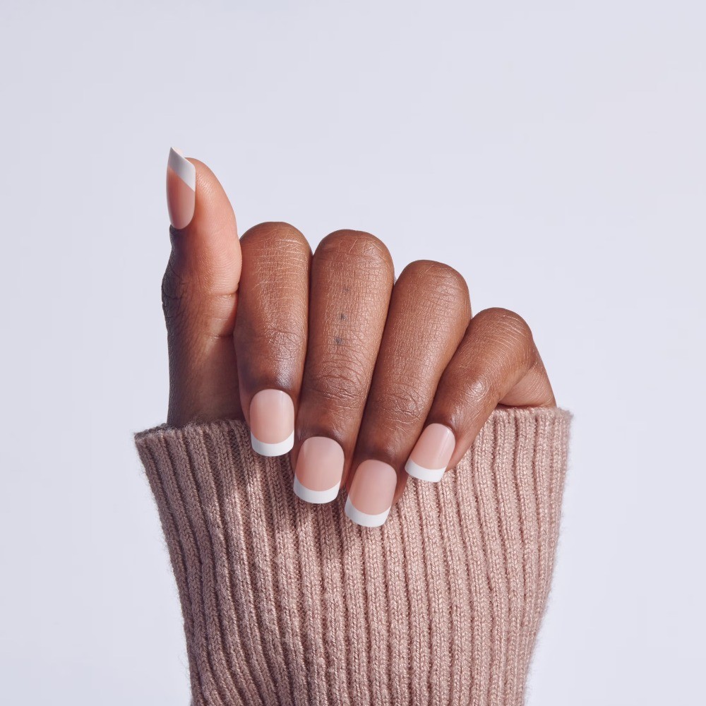 (4 pack) French Tip Press On Nails, ‘Endless’, White, Short Squoval, 28 Count