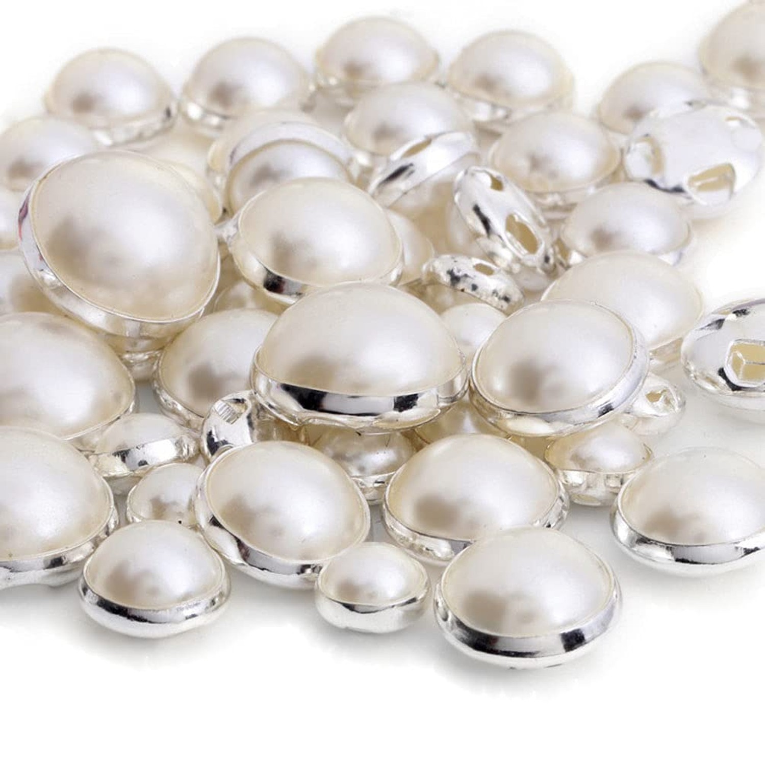 100 Pcs On Faux Pearls Flatback Half Round Bead Buttons for Clothing Shoes Ba…