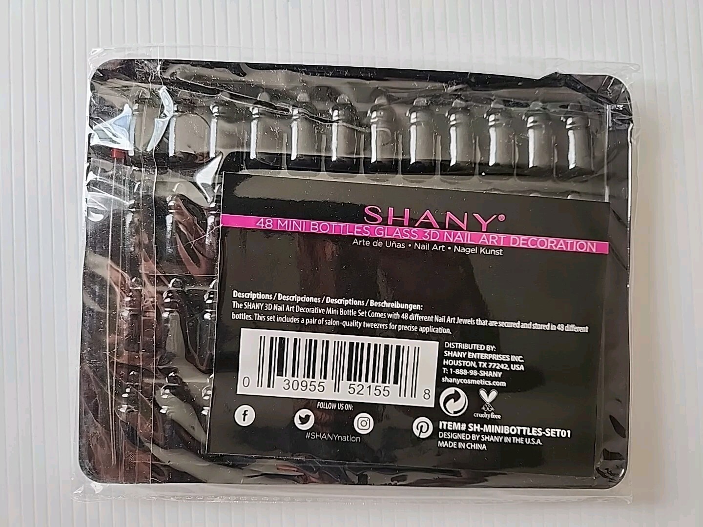 SHANY Cosmetics 3D Nail Art Decoration with Nail Art Tweezer 48 Mini Bottles