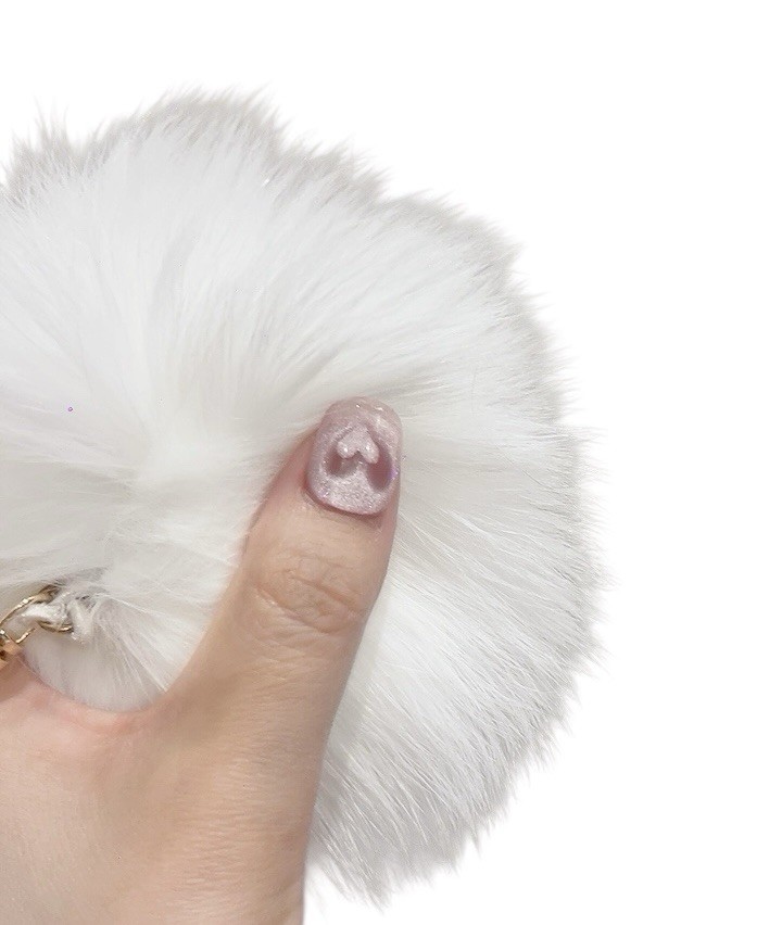 Press on Nails Short Round Pink Color with Heart Design (101)