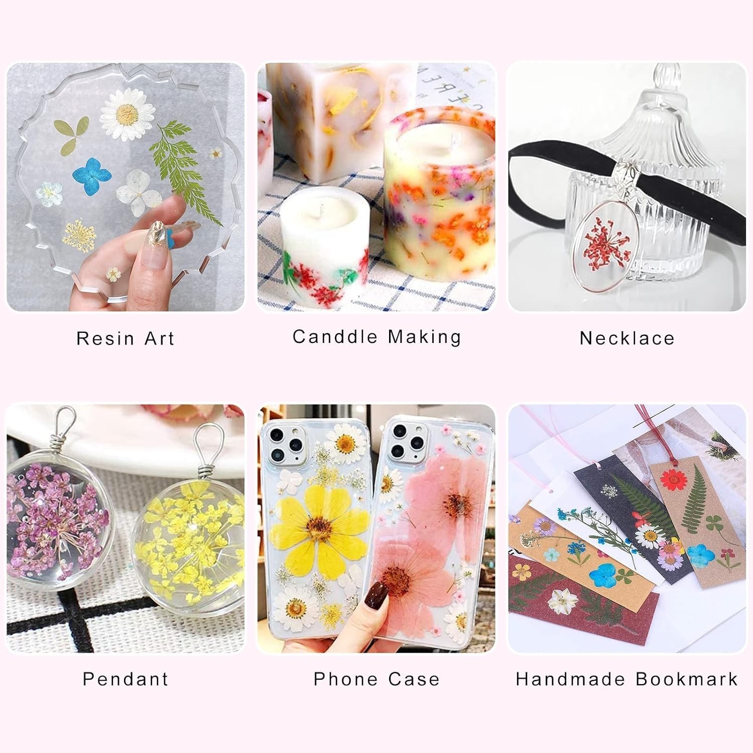 Dried Flowers for Resin Craft Nail Art Mix Small Mini Dry Flowers Pack of 6 B…