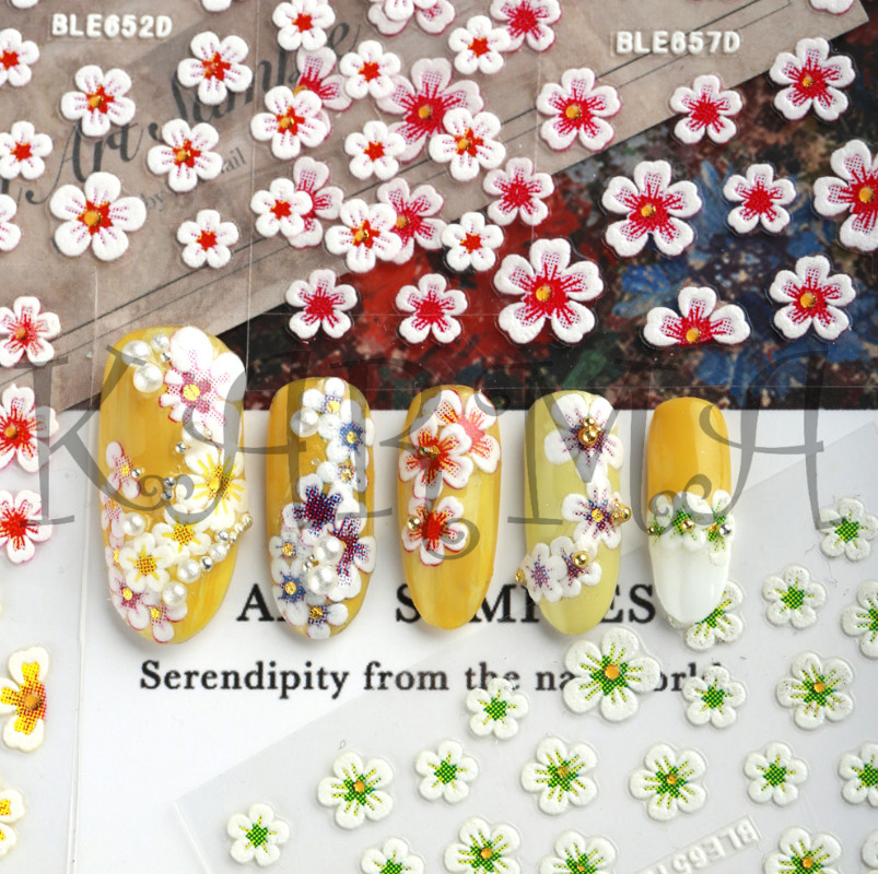 12PCS Manicure Clover Flower Blossom Decal 3D Nail Sticker Decor Slider DIY NH9
