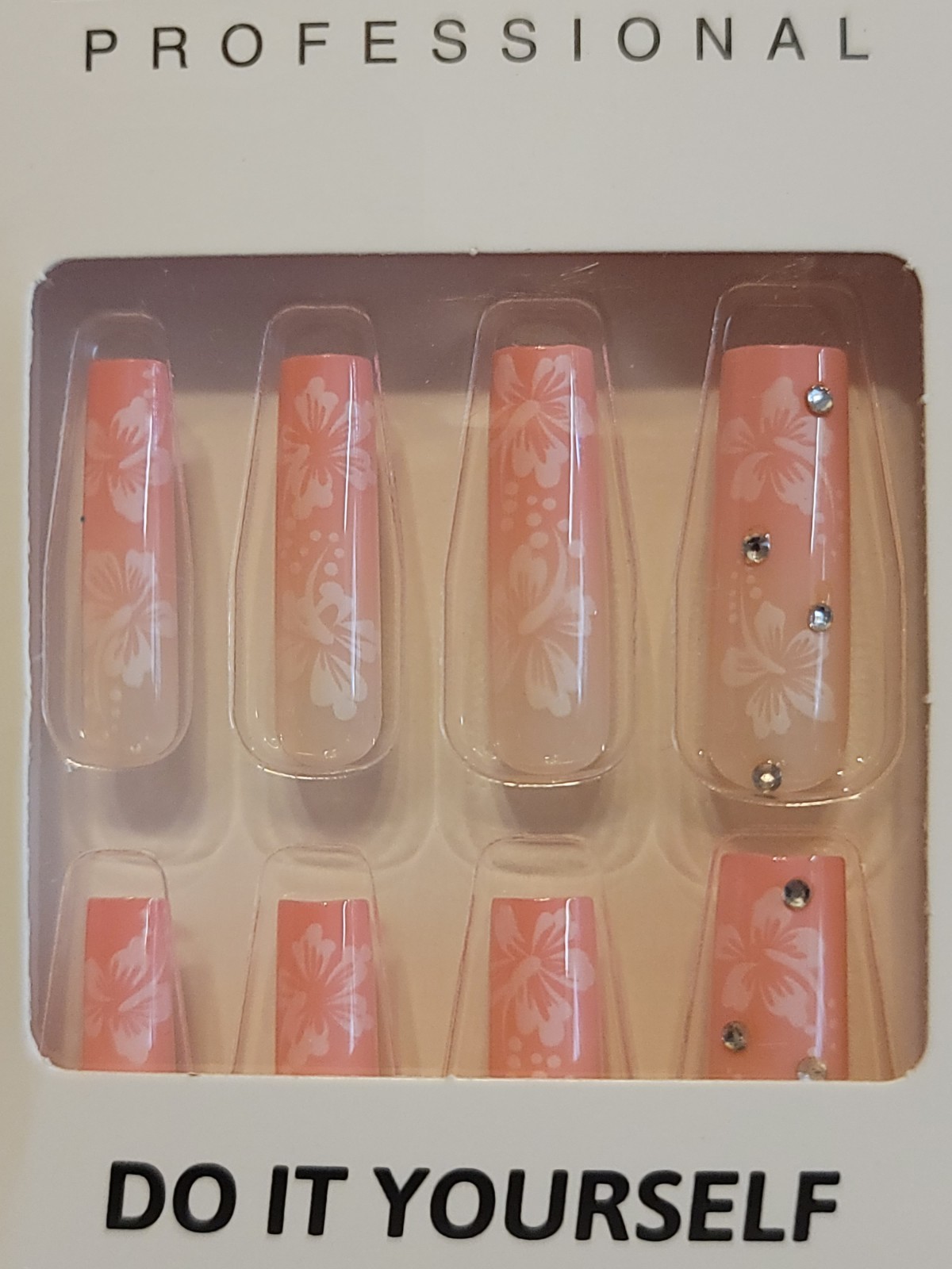 LONG Square Ombre Ballerina Shaped Nails 24 Pcs