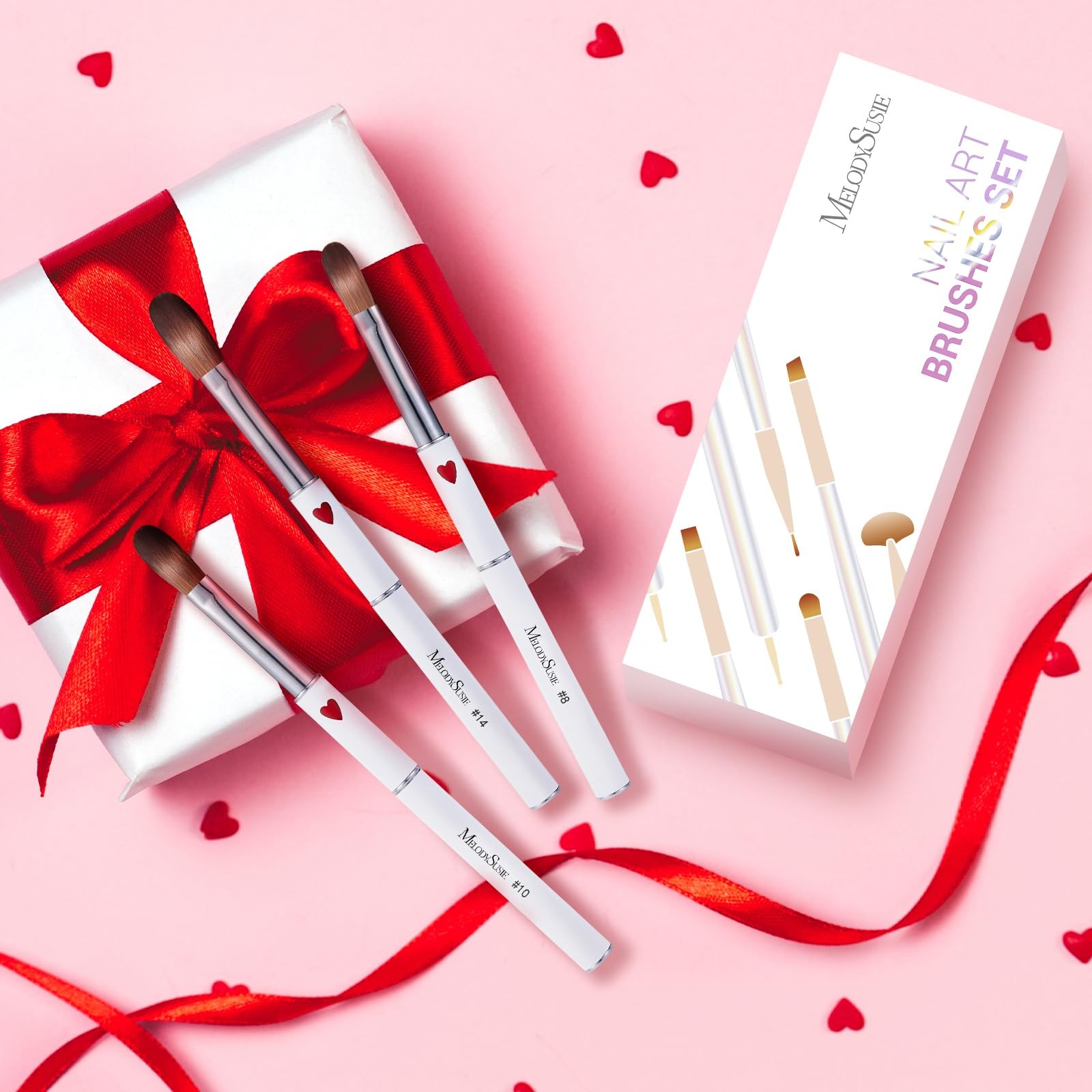 MelodySusie Acrylic Nail Brush Set White Size 8 12 14 16