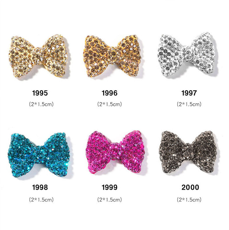 1Pc 3D Bow Knot Nail Charms Glitter Metal Manicure Accessories Nail Art Decor