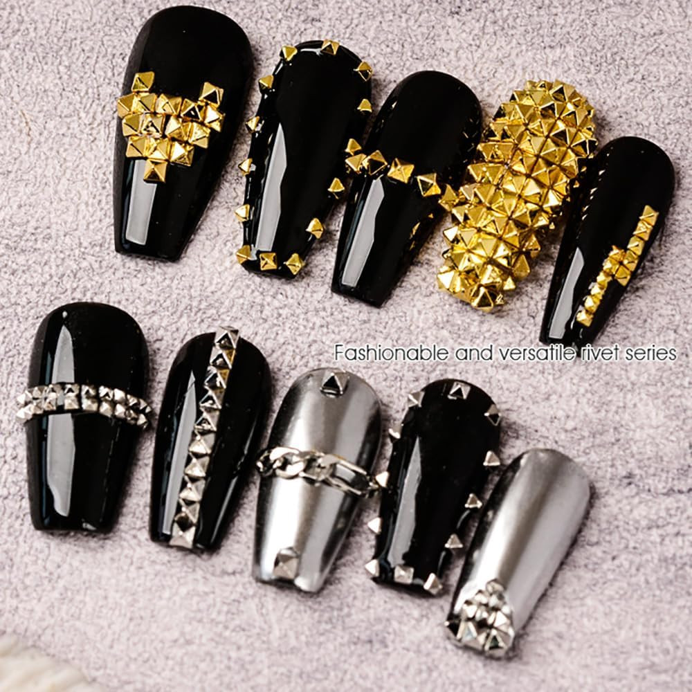 Metal Nail Studs Art – Punk Nail Studs Charms – 3D Gothic Nail Charms Studs, Con