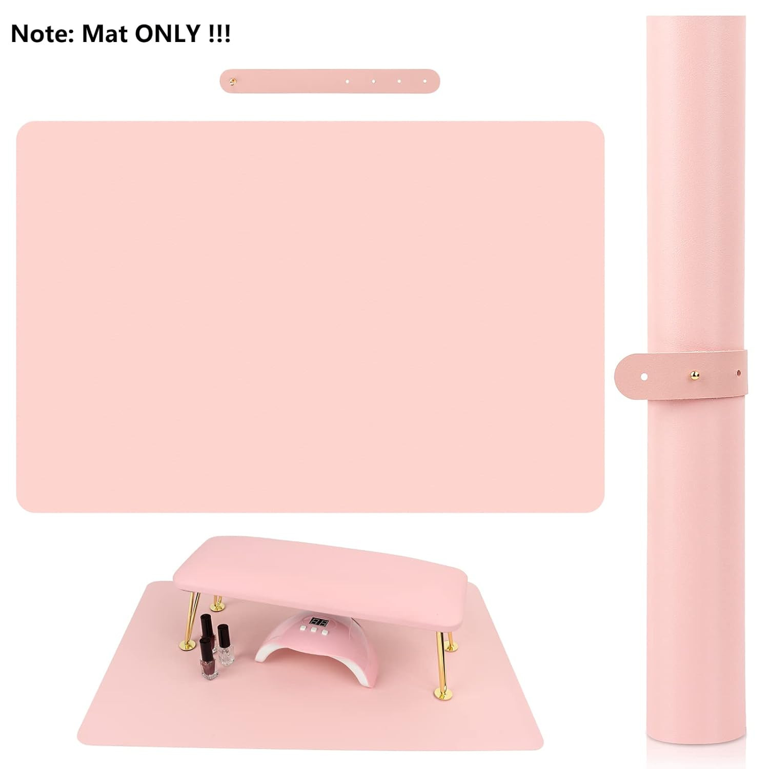 (MAT ONLY) Pink Nail Art Table Mat, Foldable Nail Art Hand Rest Pad for Nail Arm