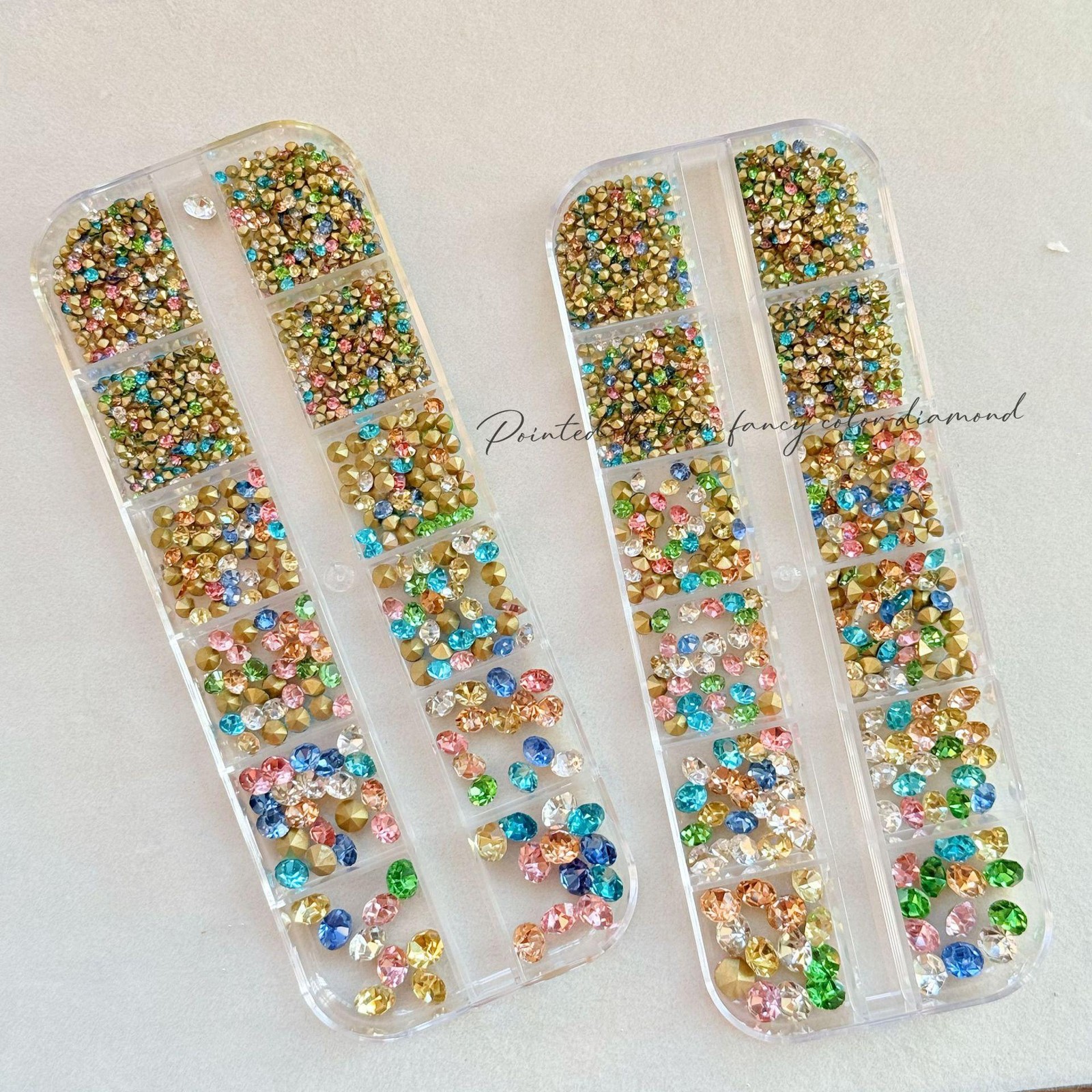 2-6MM Pointed-Back Nail Rhinestones, Candy Color Mini Crystals Stacking Nail Art