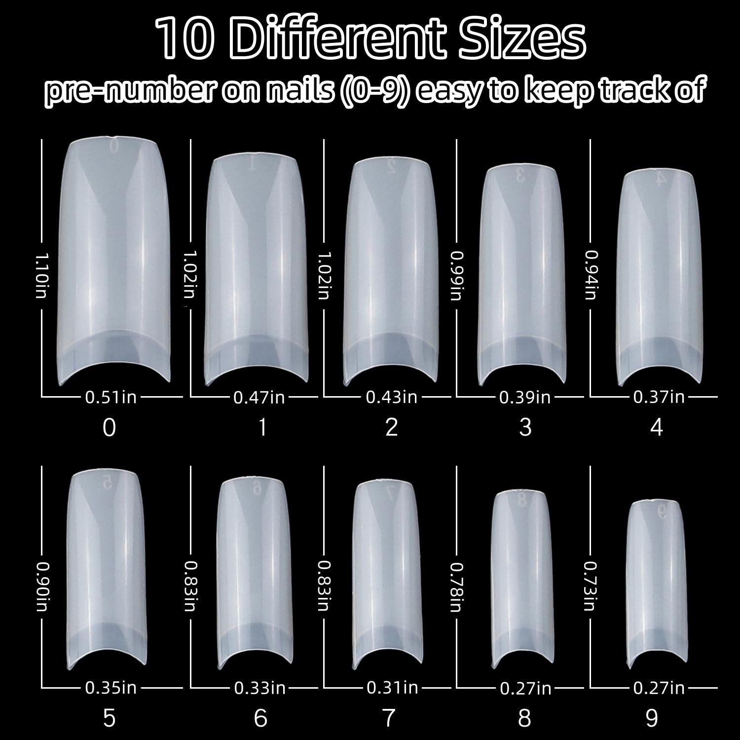 1000pcs Acrylic Nail Tips Set, Clear & Natural Half Cover French Nail Tips